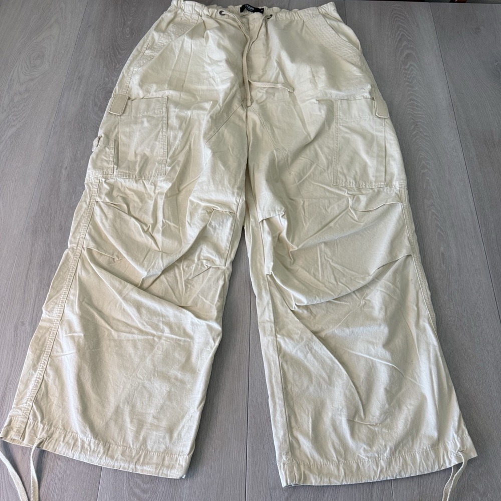 Jaded London Cargo Pants Unisex Adults M Tan Parachute Oversized Wide-Leg Skate